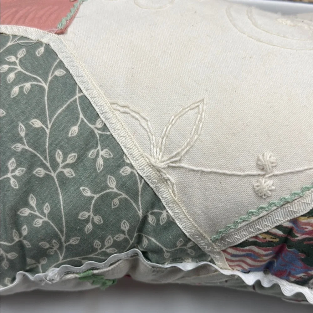 Pillow Vintage Patchwork Rick Rack Pillow with Floral Design